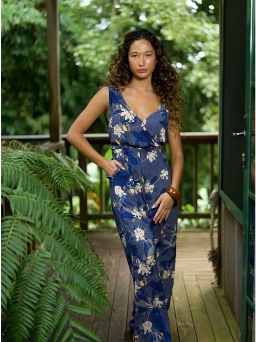 NWT David Shepard Navy Floral Wrap Jumpsuit, Small